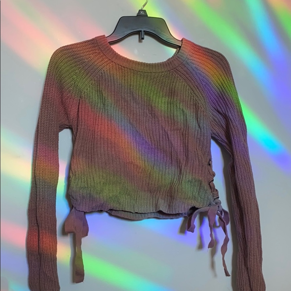 dusty pink side lace sweater!